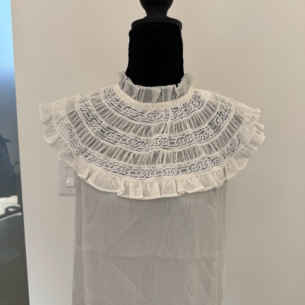 Ann Taylor Elegant White Ruffled Top - Picture 2 of 5